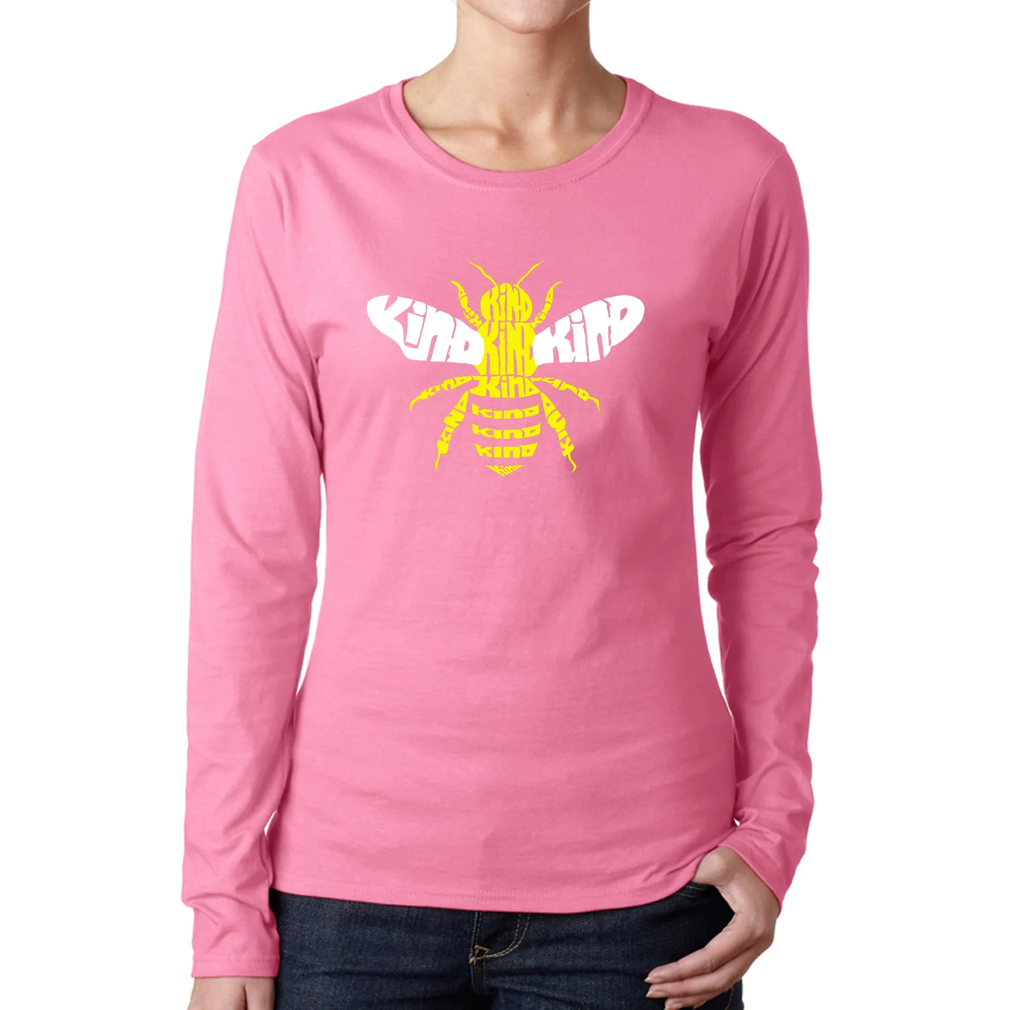 Bee Kind - Women's Word Art Long Sleeve T-Shirt sold by LA Pop Art product image thumbnail 3