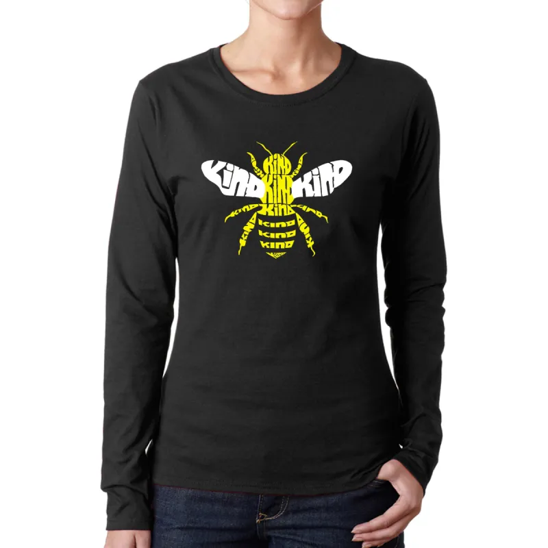 Bee Kind  - Women's Word Art Long Sleeve T-Shirt sold by LA Pop Art