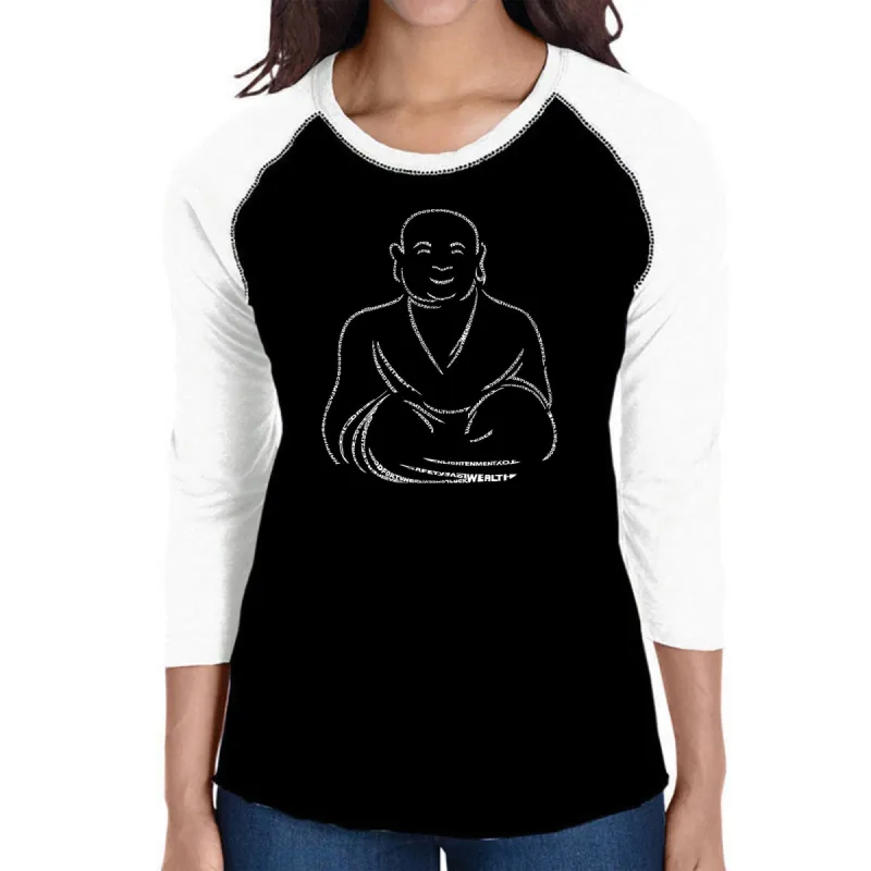 POSITIVE WISHES - Women's Raglan Baseball Word Art T-Shirt sold by LA Pop Art