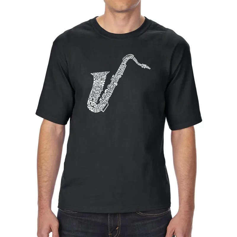 Sax - Men's Tall Word Art T-Shirt sold by LA Pop Art