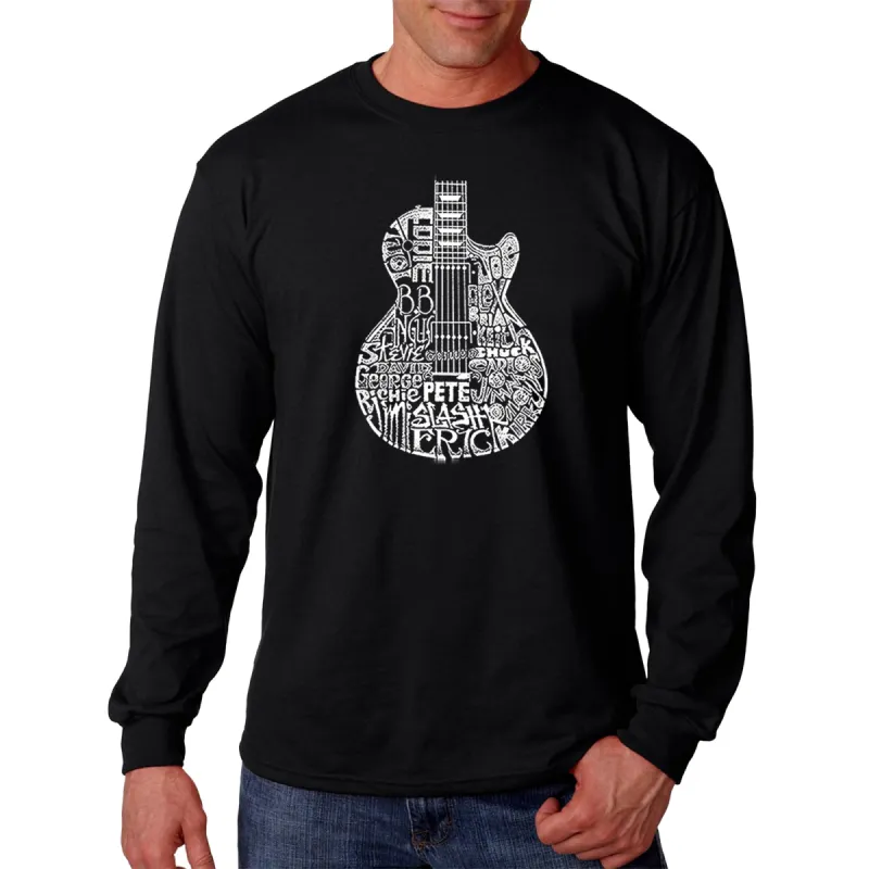 Rock Guitar - Men's Word Art Long Sleeve T-Shirt sold by LA Pop Art