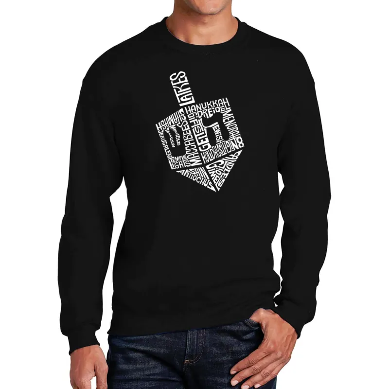 Hanukkah Dreidel - Men's Word Art Crewneck Sweatshirt sold by LA Pop Art