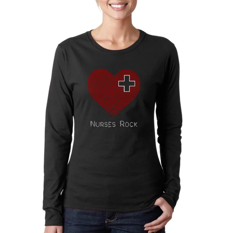 Nurses Rock - Women's Word Art Long Sleeve T-Shirt sold by LA Pop Art