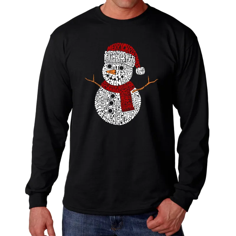 Christmas Snowman - Men's Word Art Long Sleeve T-Shirt sold by LA Pop Art