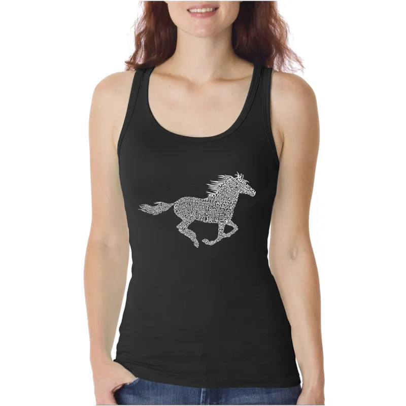 Horse Breeds  - Women's Word Art Tank Top sold by LA Pop Art