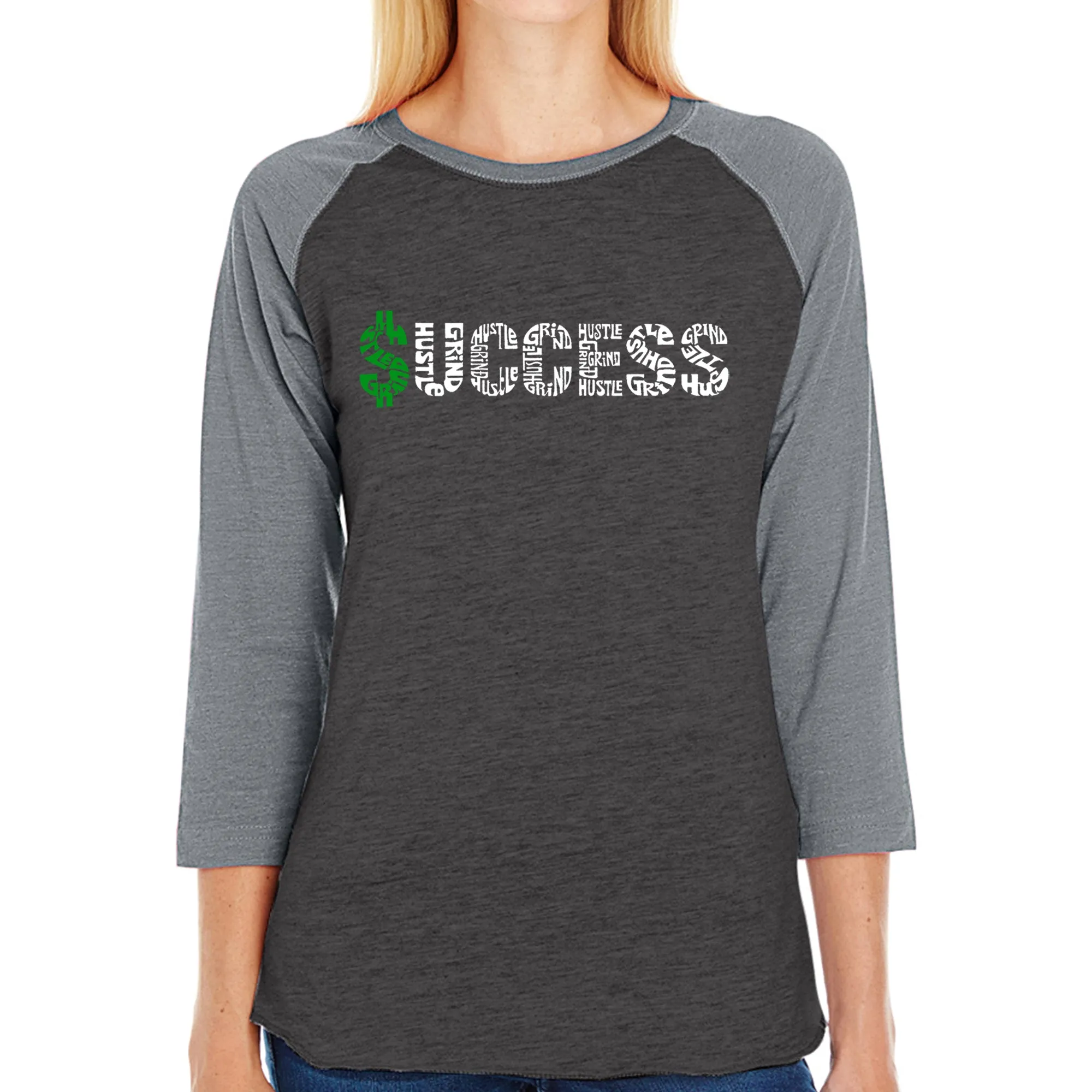 Success - Women's Raglan Word Art T-Shirt sold by LA Pop Art product image thumbnail 4