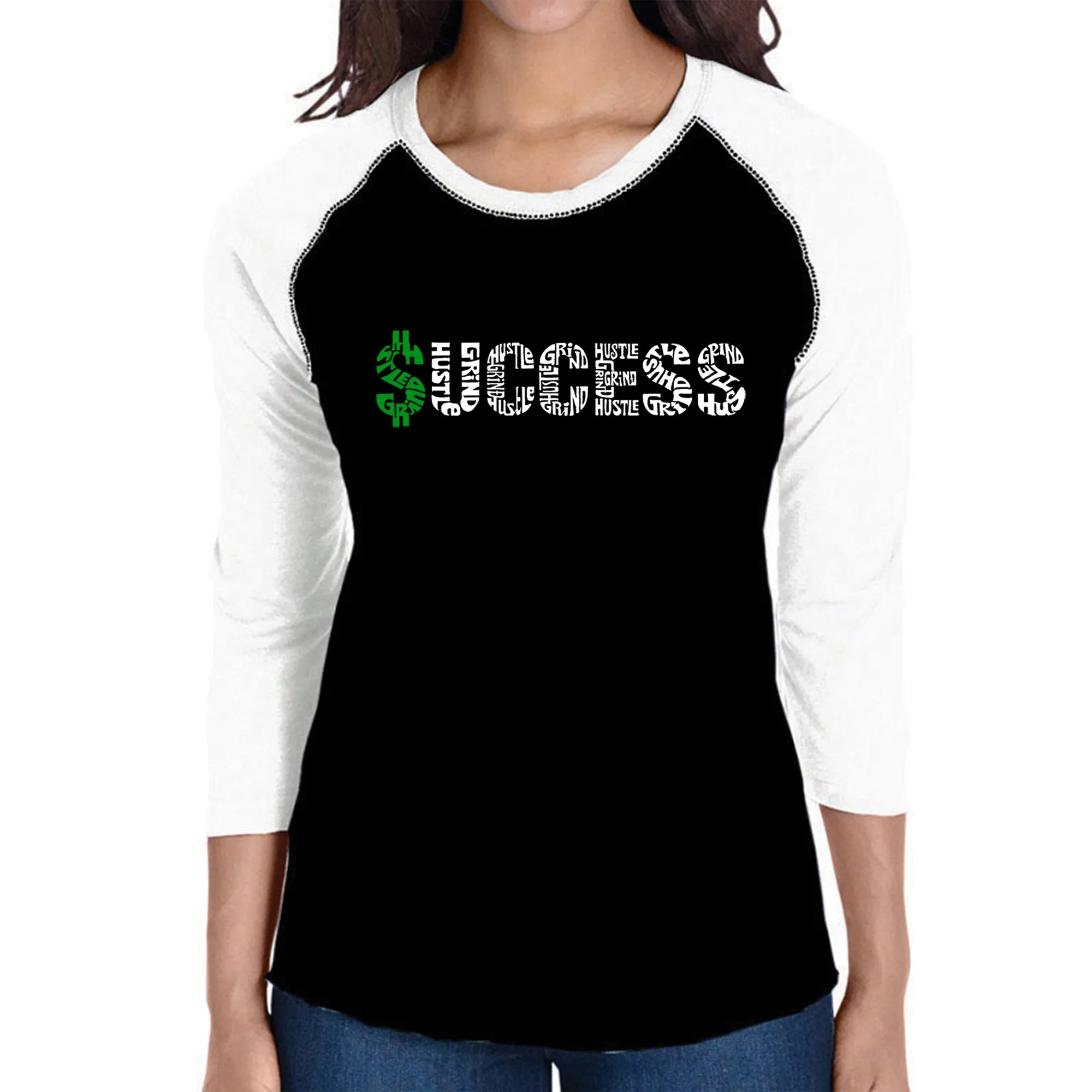 Success - Women's Raglan Word Art T-Shirt sold by LA Pop Art