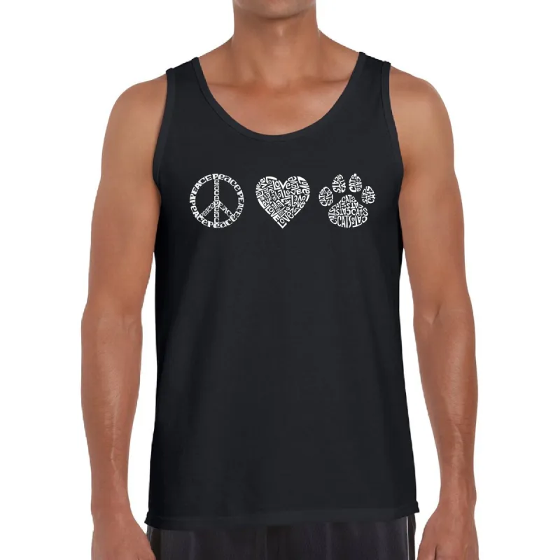 Peace Love Cats  - Men's Word Art Tank Top sold by LA Pop Art