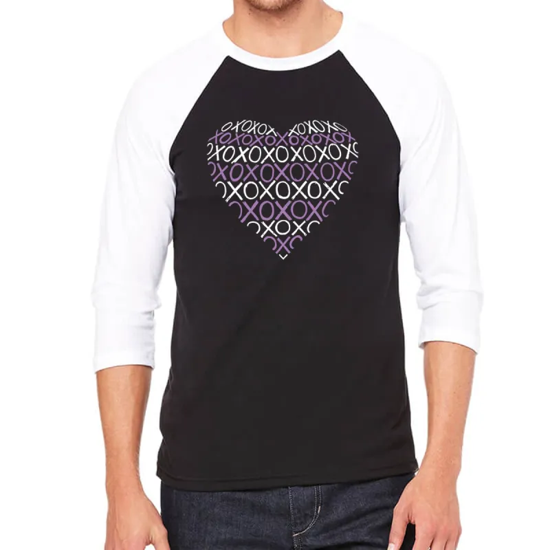 XOXO Heart  - Men's Raglan Baseball Word Art T-Shirt sold by LA Pop Art
