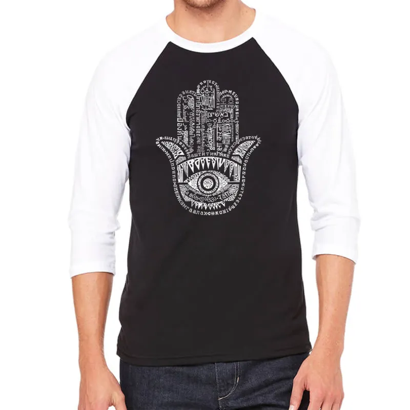 Hamsa - Men's Raglan Baseball Word Art T-Shirt sold by LA Pop Art