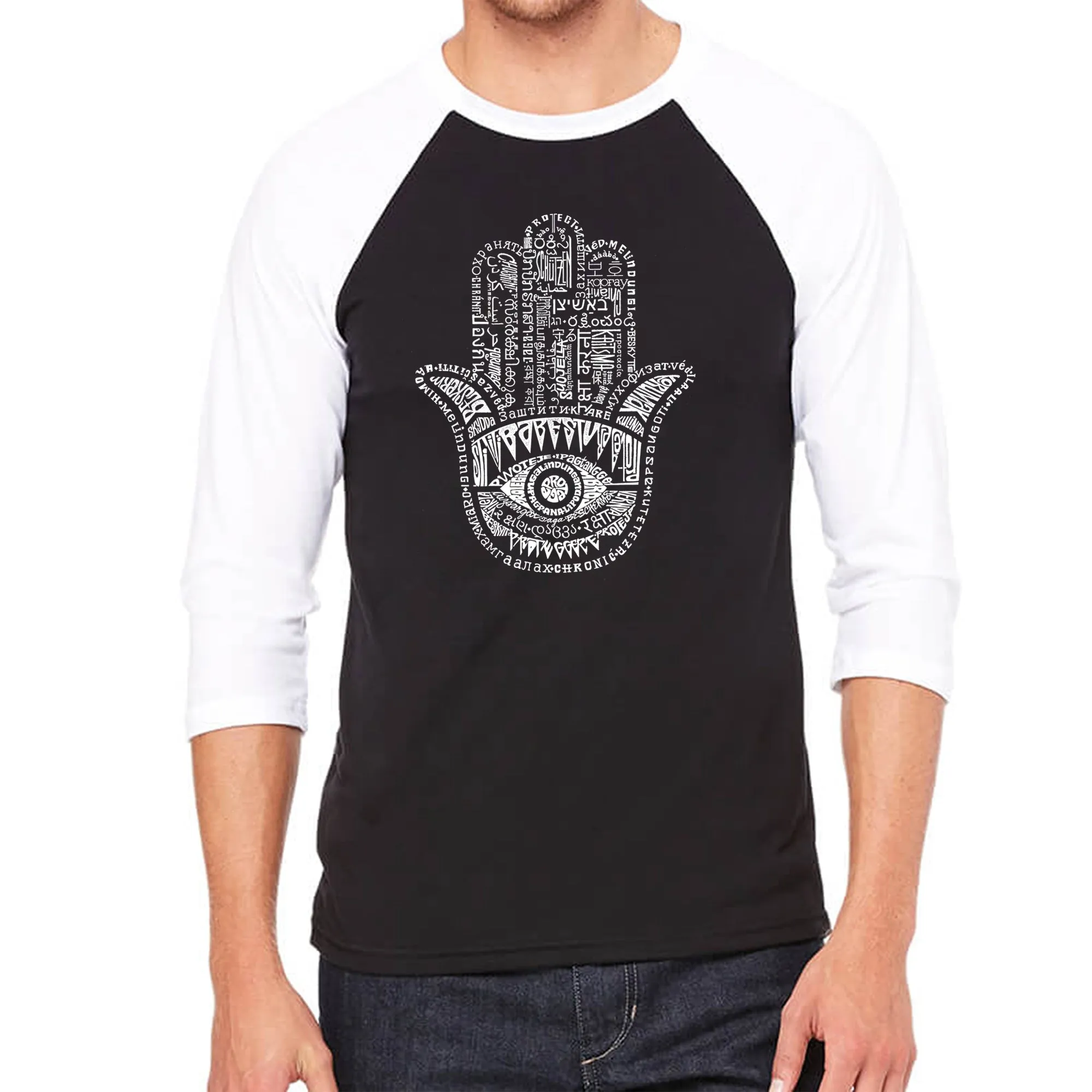 Hamsa - Men's Raglan Baseball Word Art T-Shirt sold by LA Pop Art
