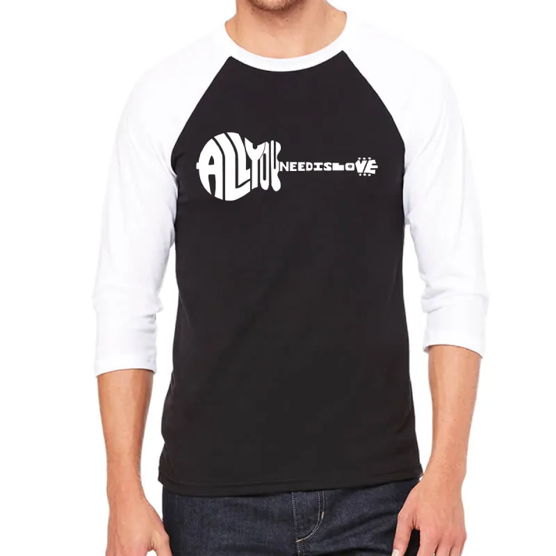 All You Need Is Love - Men's Raglan Baseball Word Art T-Shirt sold by LA Pop Art