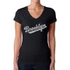 Brooklyn Neighborhoods  - Women's Word Art V-Neck T-Shirt sold by LA Pop Art