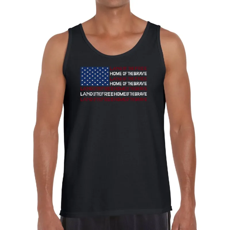 Land of the Free American Flag - Men's Word Art Tank Top sold by LA Pop Art