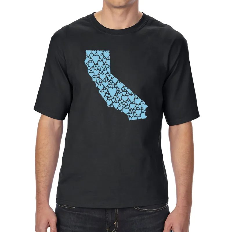 California Hearts  - Men's Tall and Long Word Art T-Shirt sold by LA Pop Art