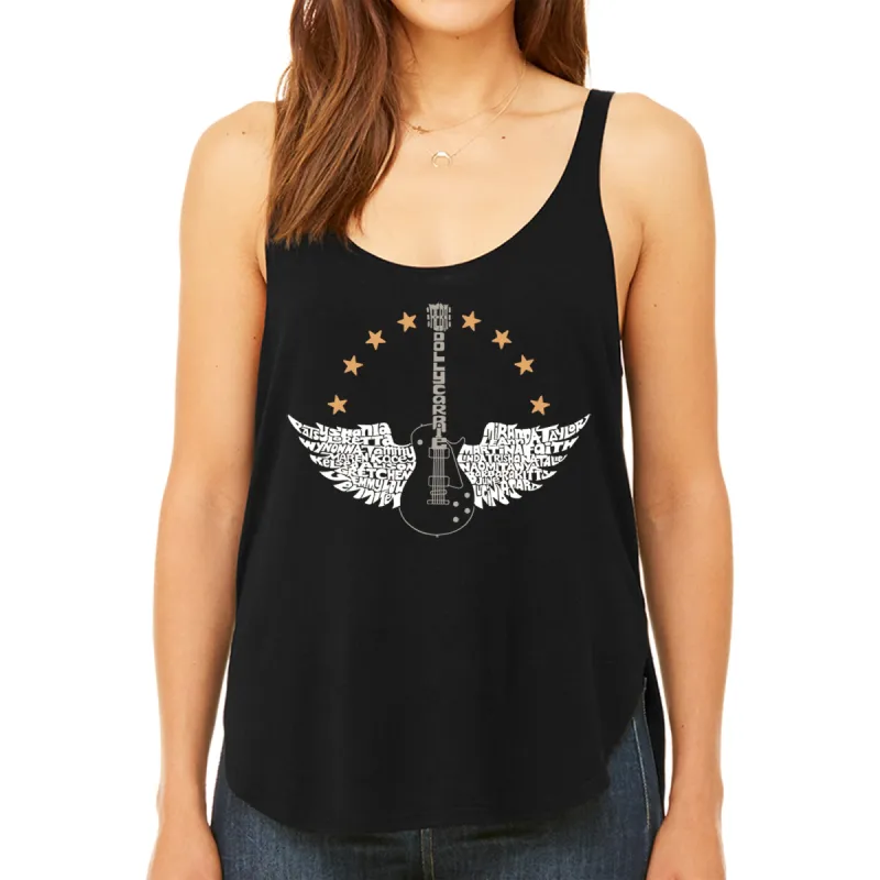 Country Female Singers - Women's Premium Word Art Flowy Tank Top sold by LA Pop Art