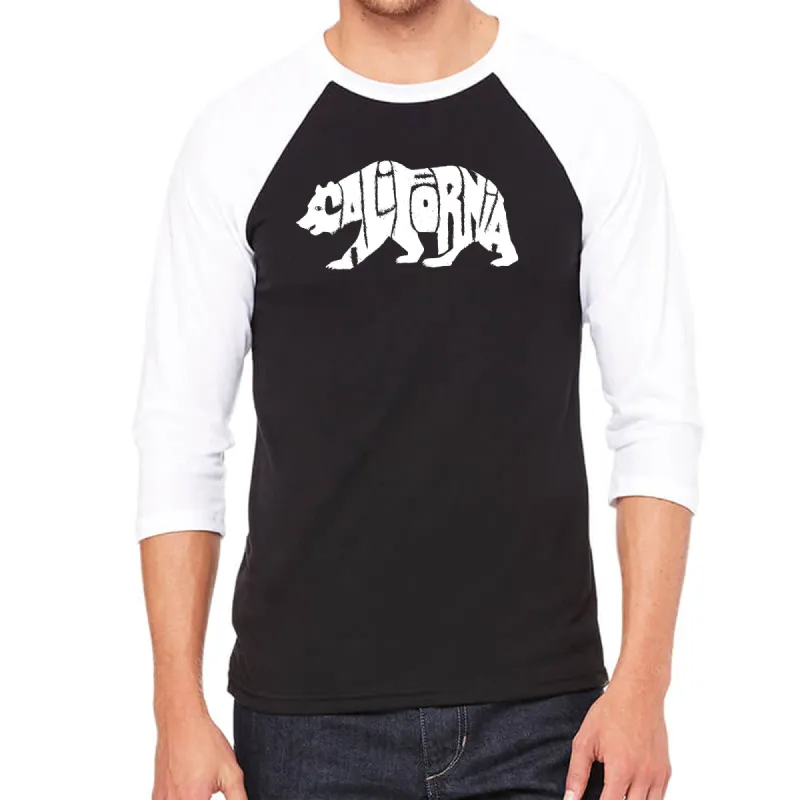 California Bear - Men's Raglan Baseball Word Art T-Shirt sold by LA Pop Art