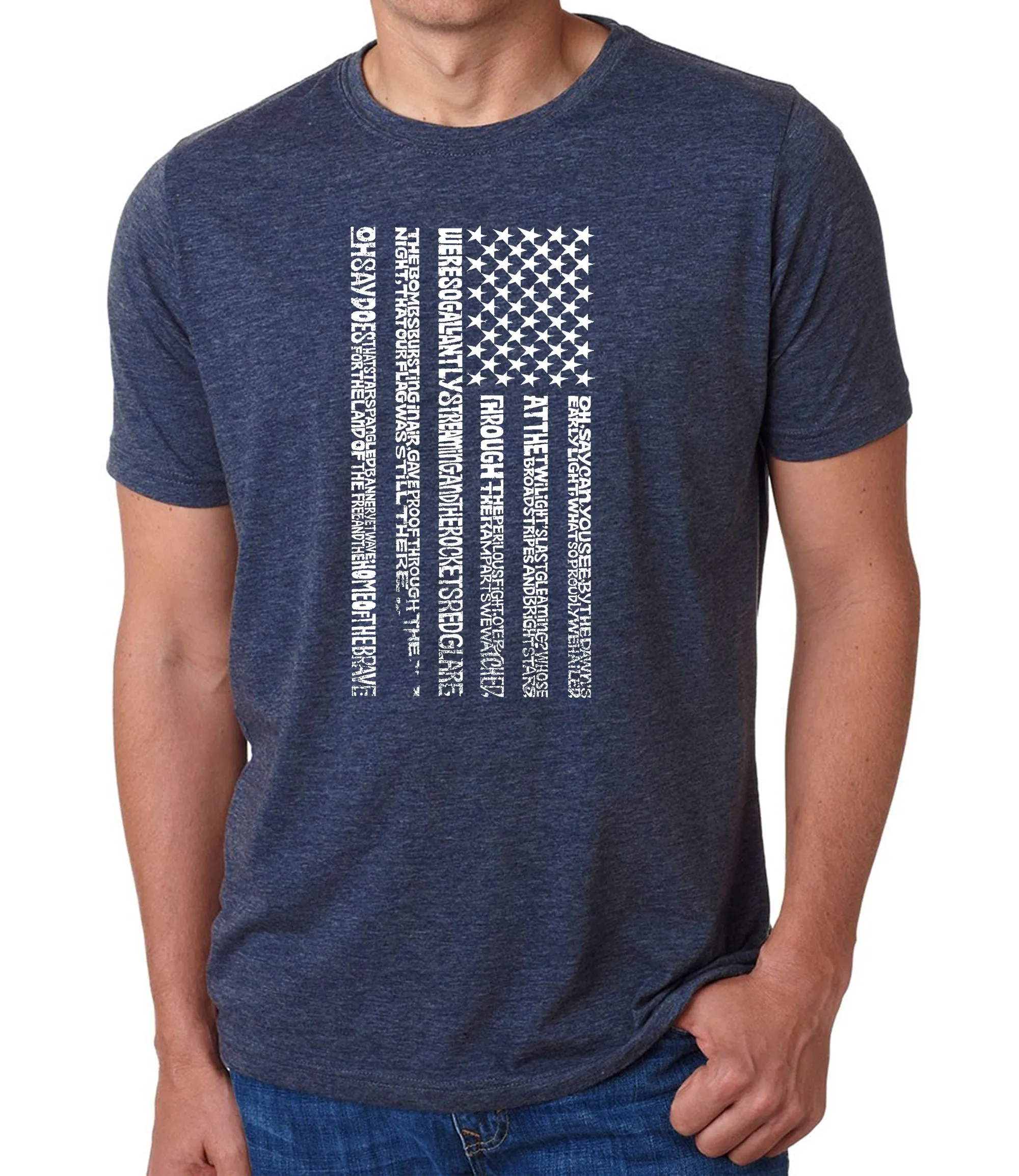 National Anthem Flag - Men's Premium Blend Word Art T-Shirt sold by LA Pop Art product image thumbnail 3
