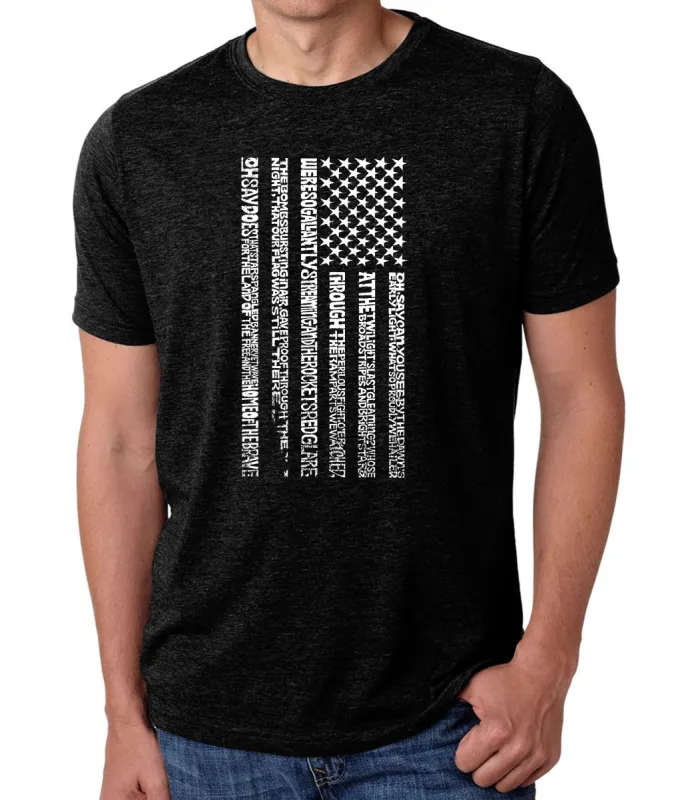 National Anthem Flag - Men's Premium Blend Word Art T-Shirt sold by LA Pop Art