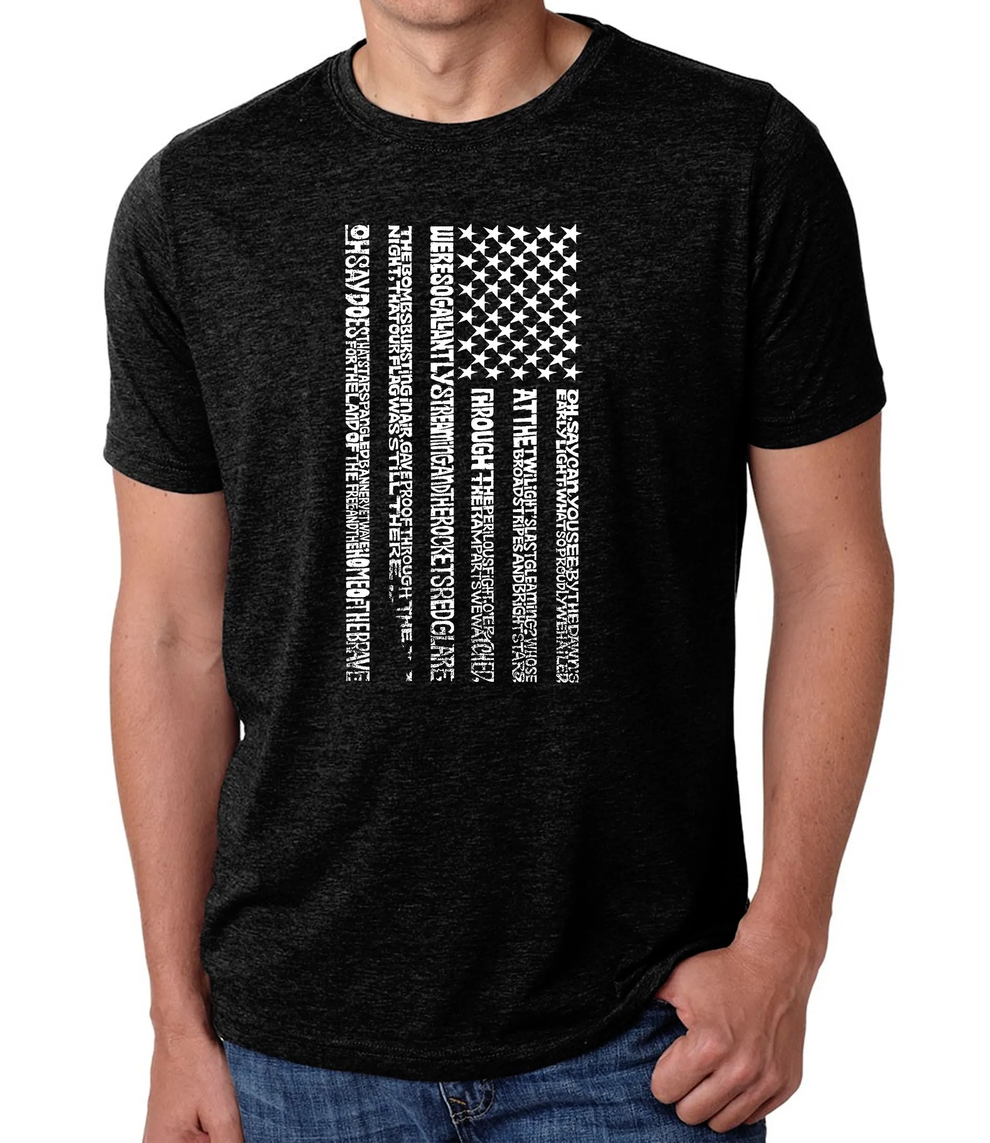 National Anthem Flag - Men's Premium Blend Word Art T-Shirt sold by LA Pop Art