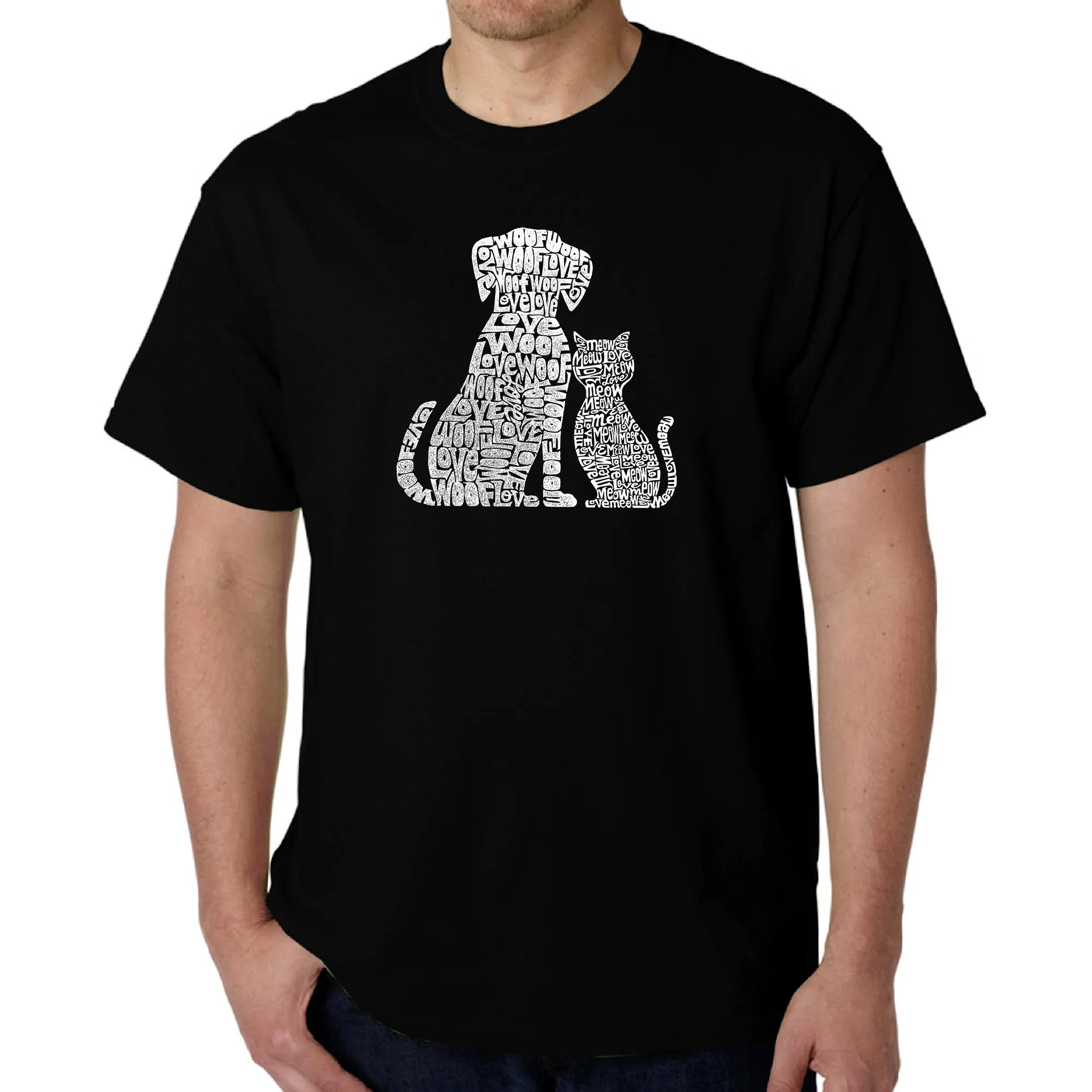 Dogs and Cats - Men's Word Art T-Shirt sold by LA Pop Art