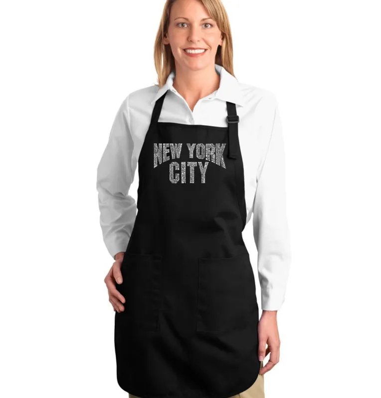 NYC NEIGHBORHOODS - Full Length Word Art Apron sold by LA Pop Art