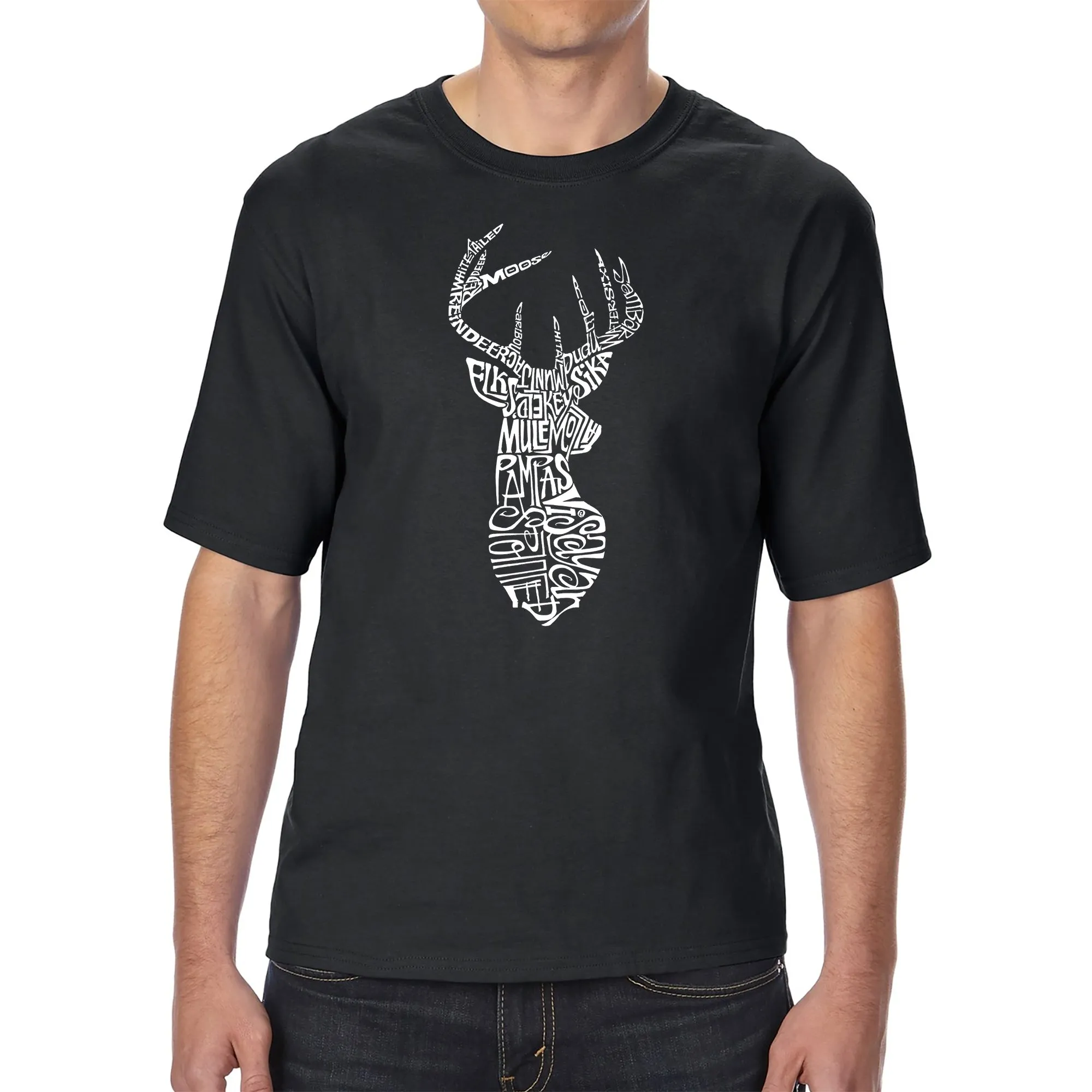 Types of Deer - Men's Tall Word Art T-Shirt sold by LA Pop Art