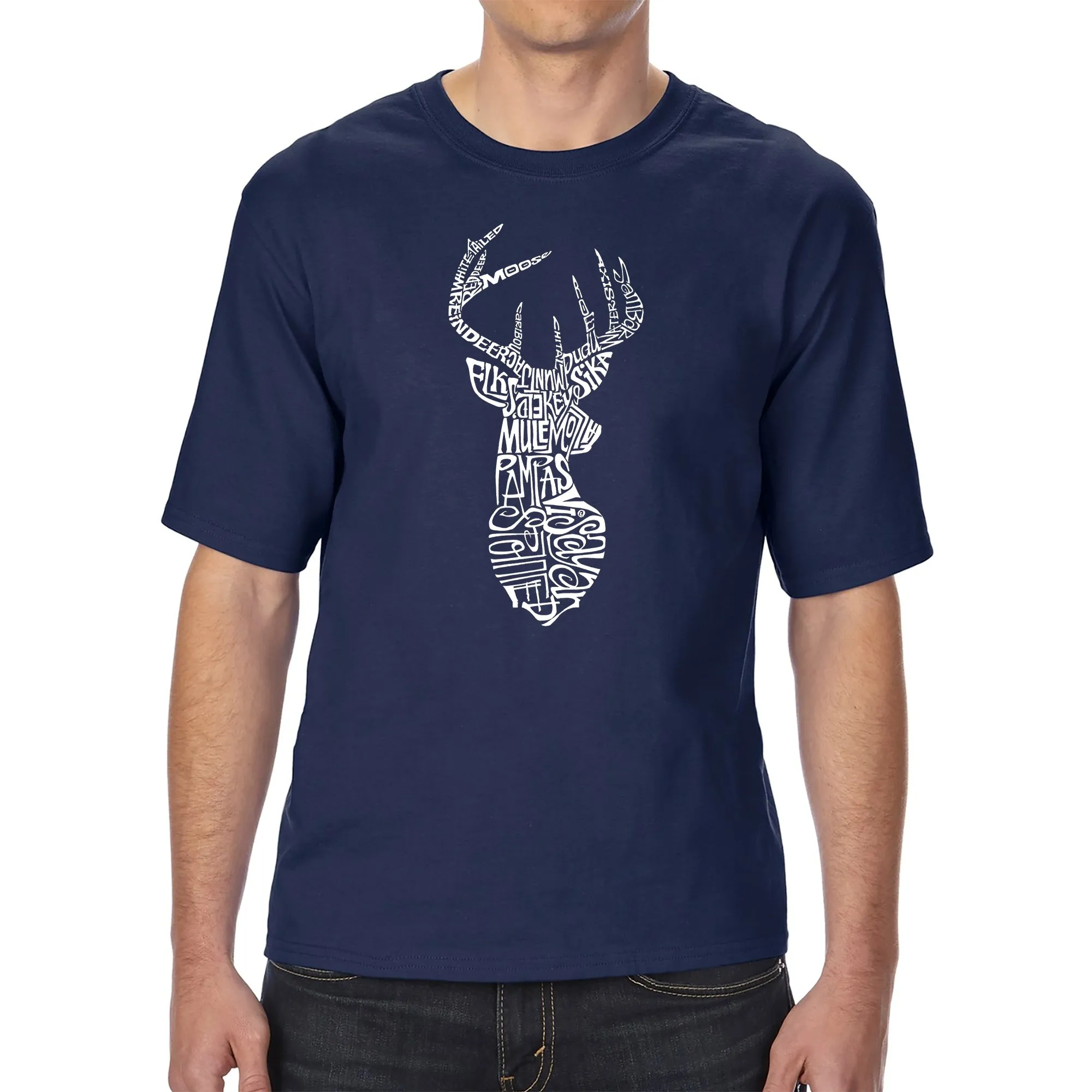 Types of Deer - Men's Tall Word Art T-Shirt sold by LA Pop Art product image thumbnail 3