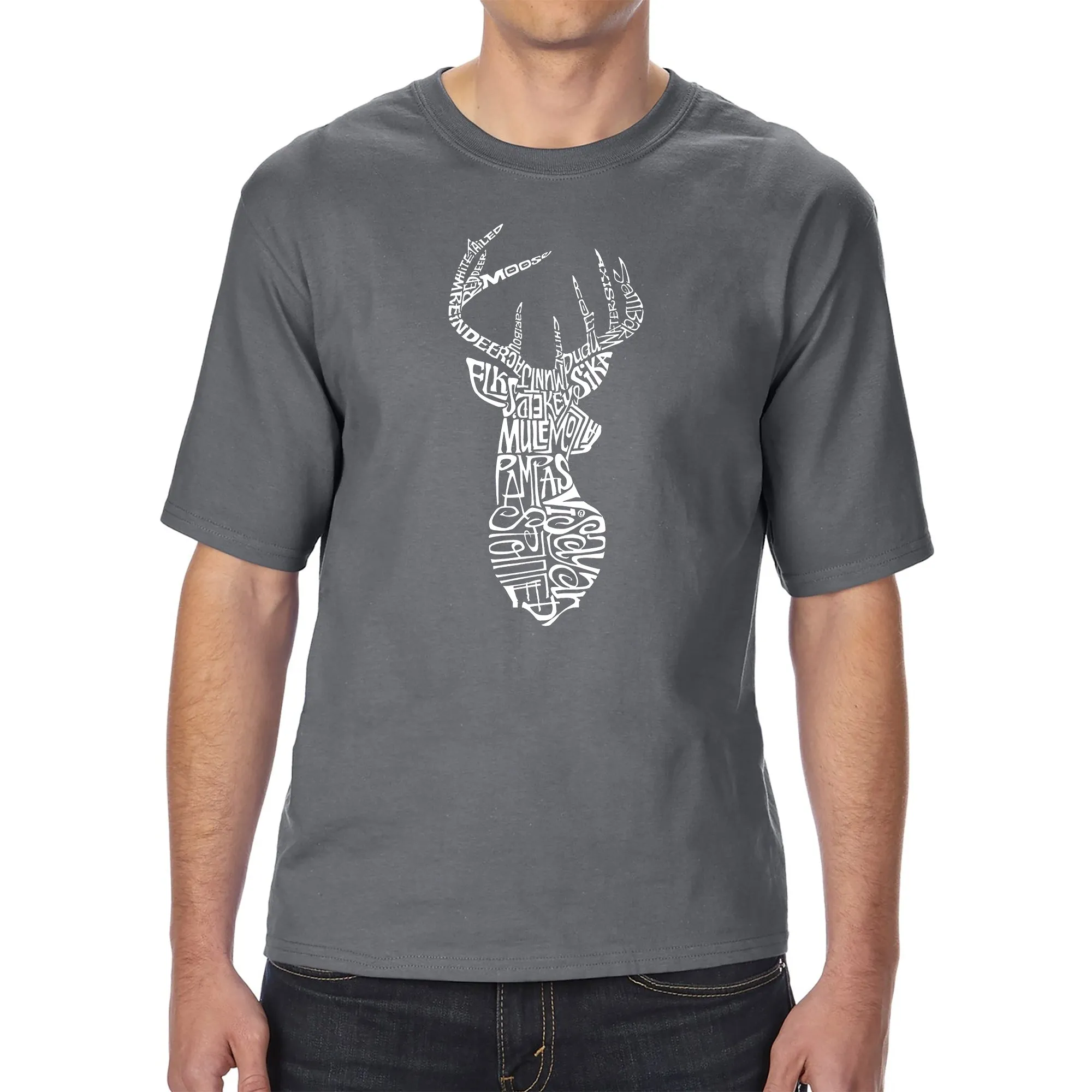 Types of Deer - Men's Tall Word Art T-Shirt sold by LA Pop Art product image thumbnail 4