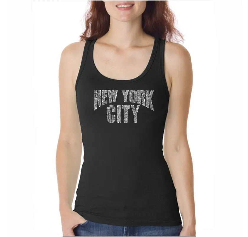 NYC NEIGHBORHOODS  - Women's Word Art Tank Top sold by LA Pop Art