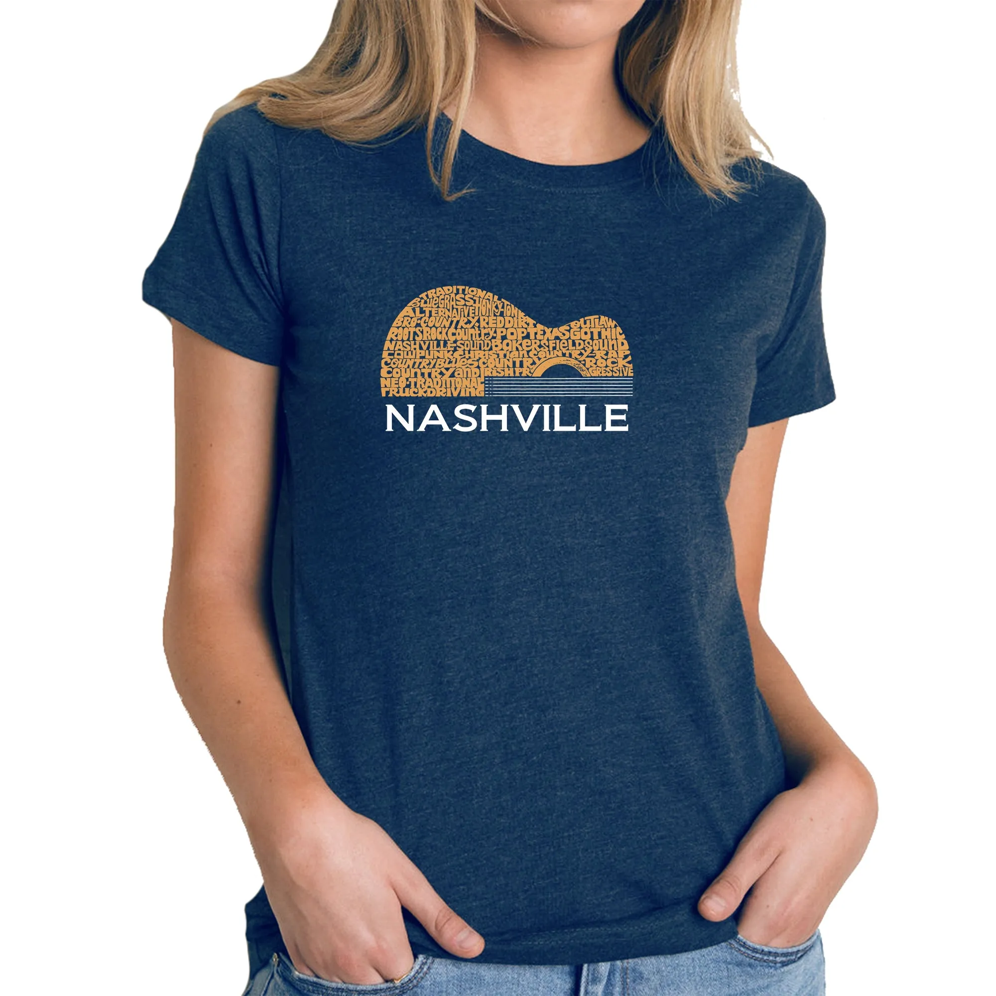 Nashville Guitar - Women's Premium Blend Word Art T-Shirt sold by LA Pop Art product image thumbnail 3