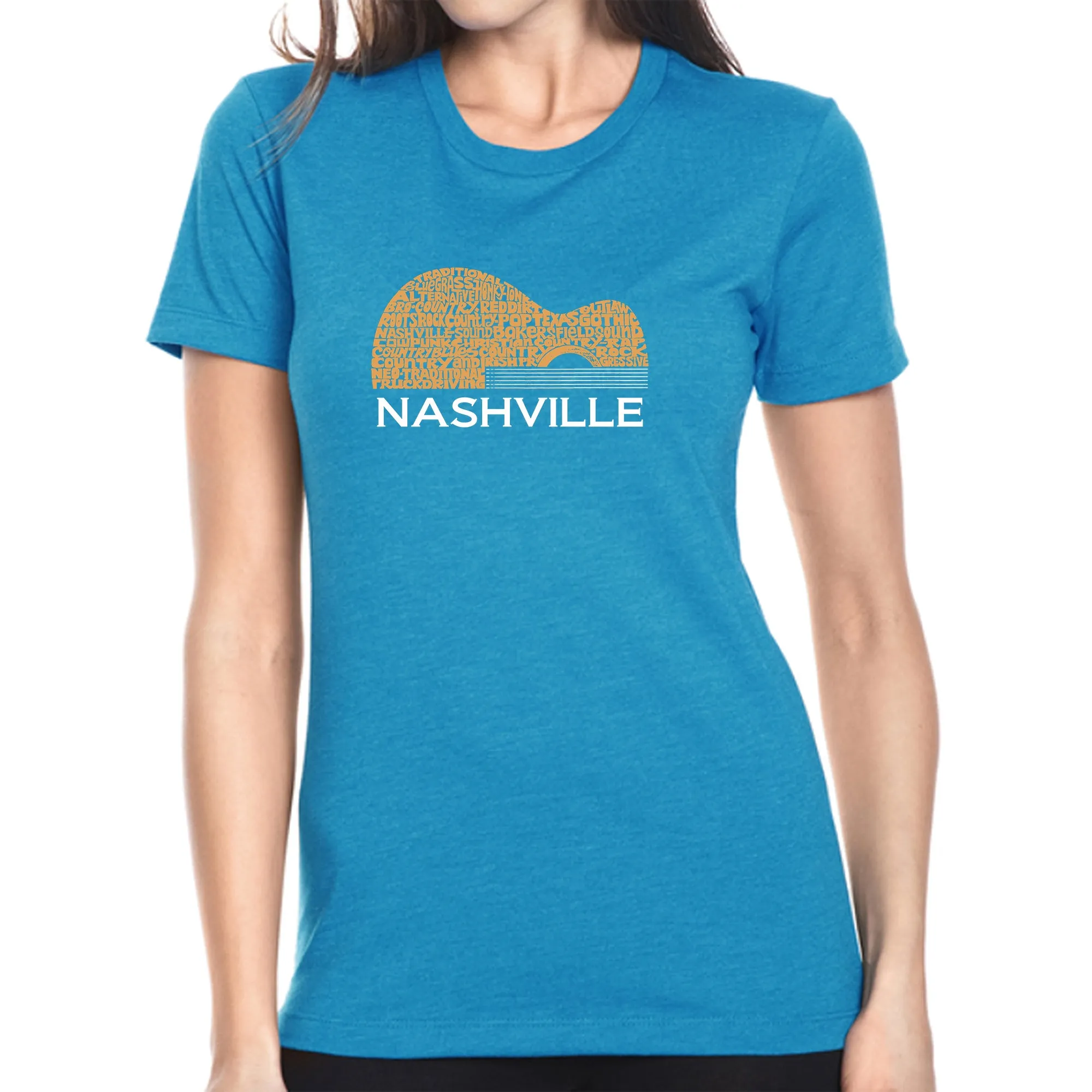 Nashville Guitar - Women's Premium Blend Word Art T-Shirt sold by LA Pop Art product image thumbnail 4