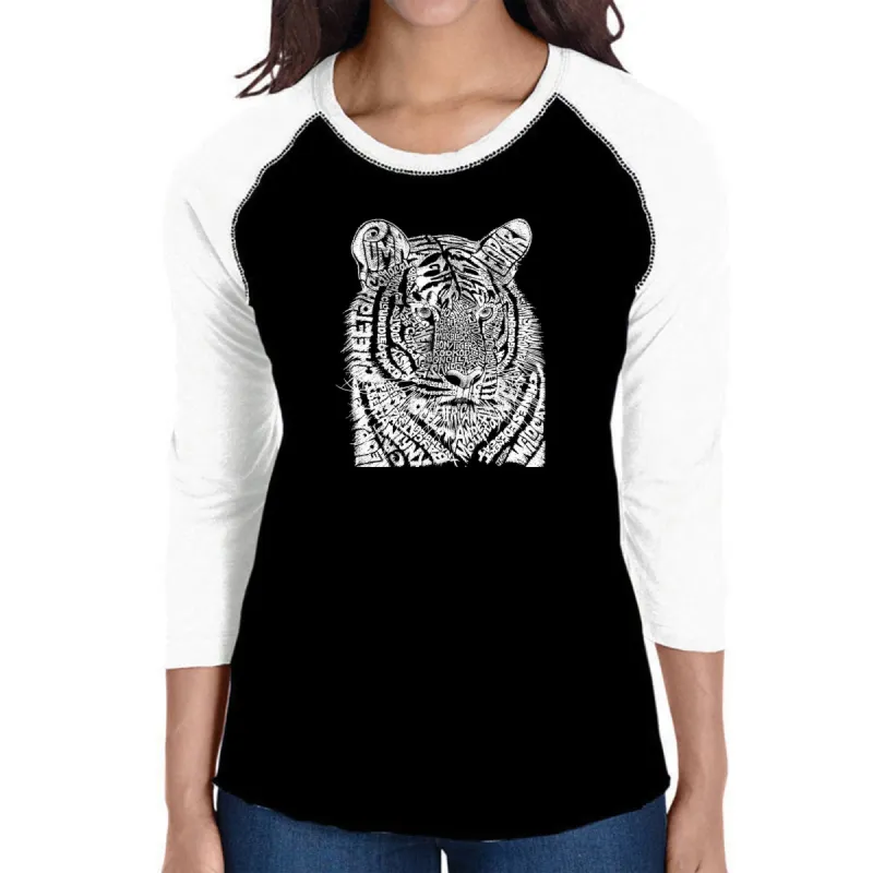 Big Cats - Women's Raglan Baseball Word Art T-Shirt sold by LA Pop Art