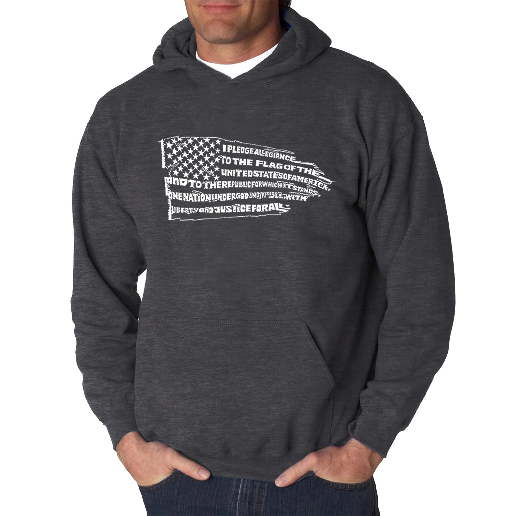 Pledge of Allegiance Flag - Men's Word Art Hooded Sweatshirt sold by LA Pop Art product image thumbnail 3