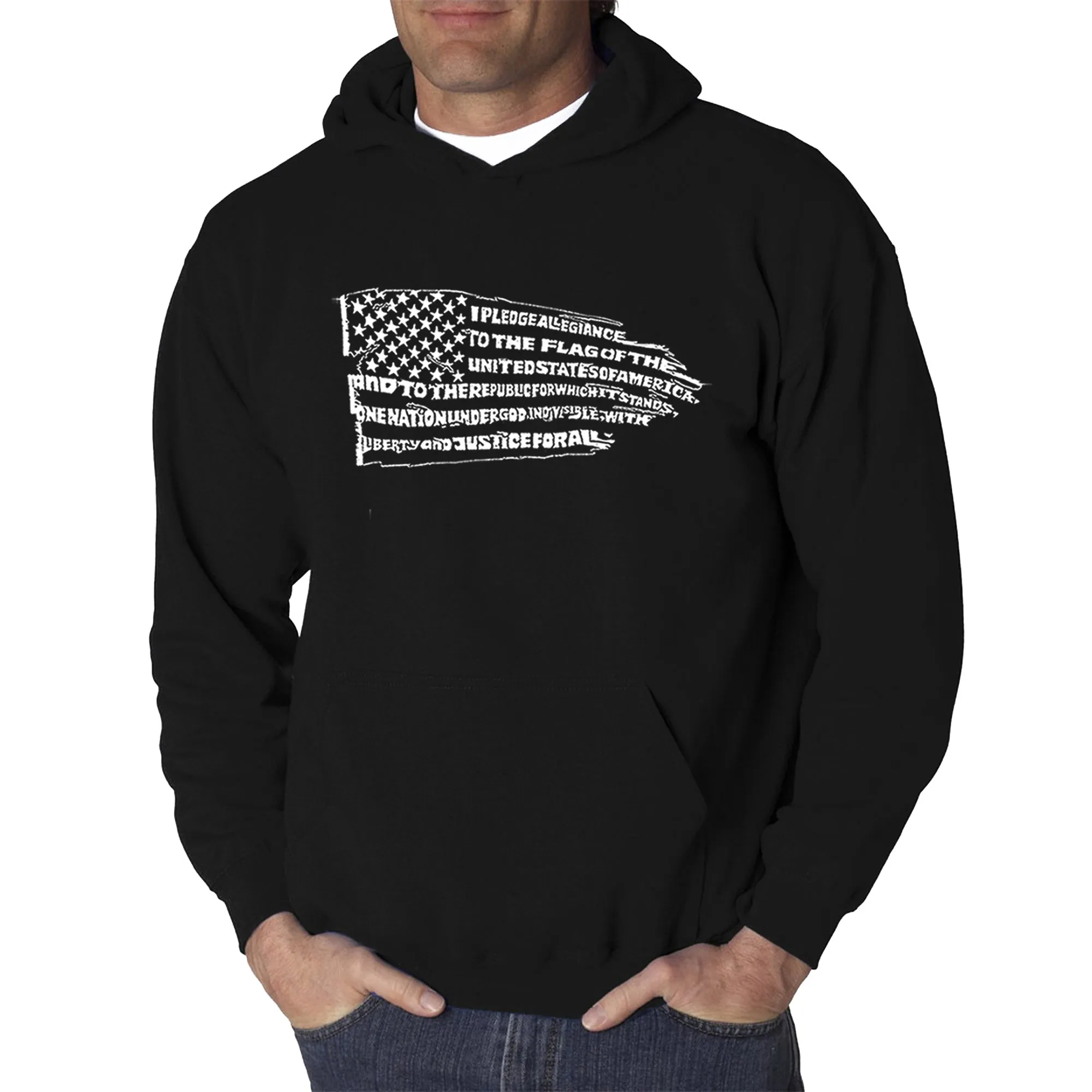 Pledge of Allegiance Flag - Men's Word Art Hooded Sweatshirt sold by LA Pop Art