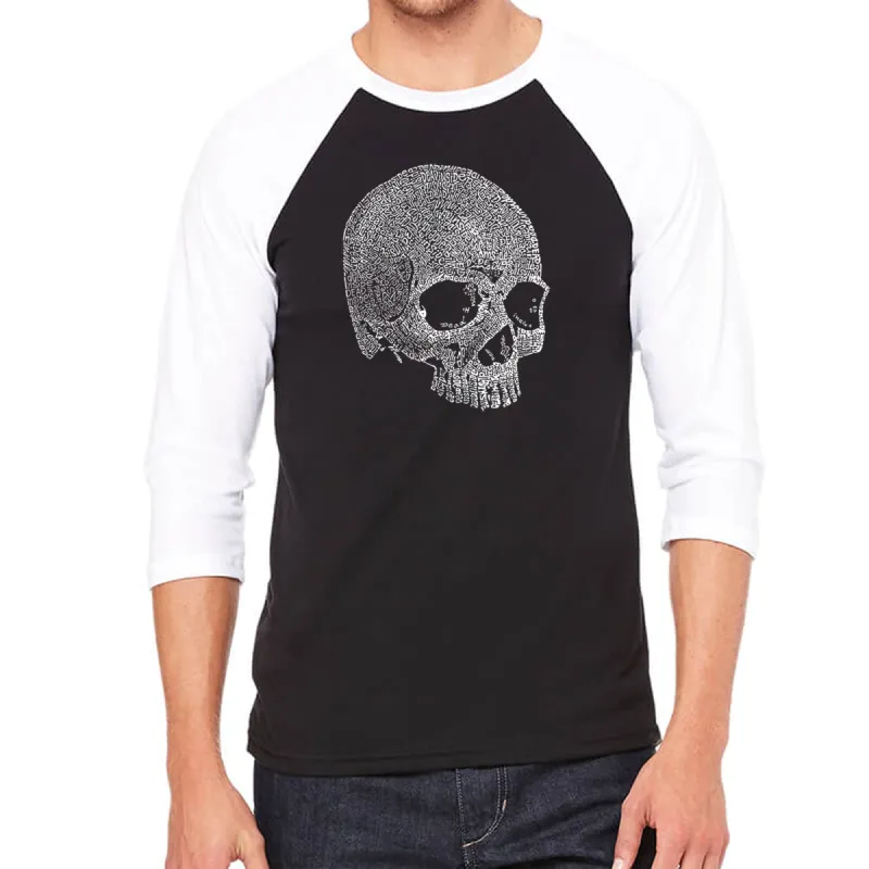 Dead Inside Skull - Men's Raglan Baseball Word Art T-Shirt sold by LA Pop Art