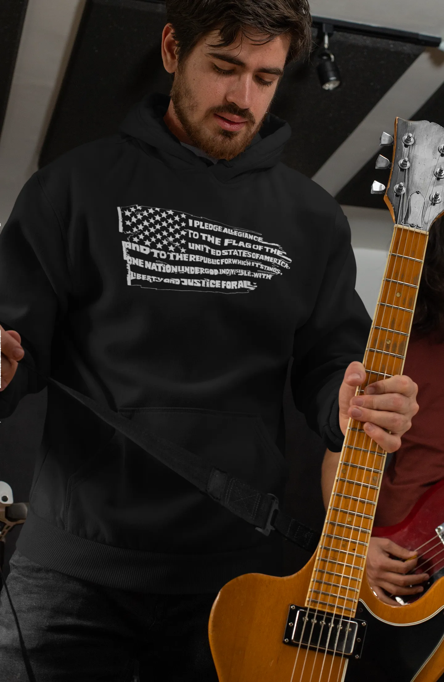 Pledge of Allegiance Flag - Men's Word Art Hooded Sweatshirt sold by LA Pop Art product image thumbnail 4