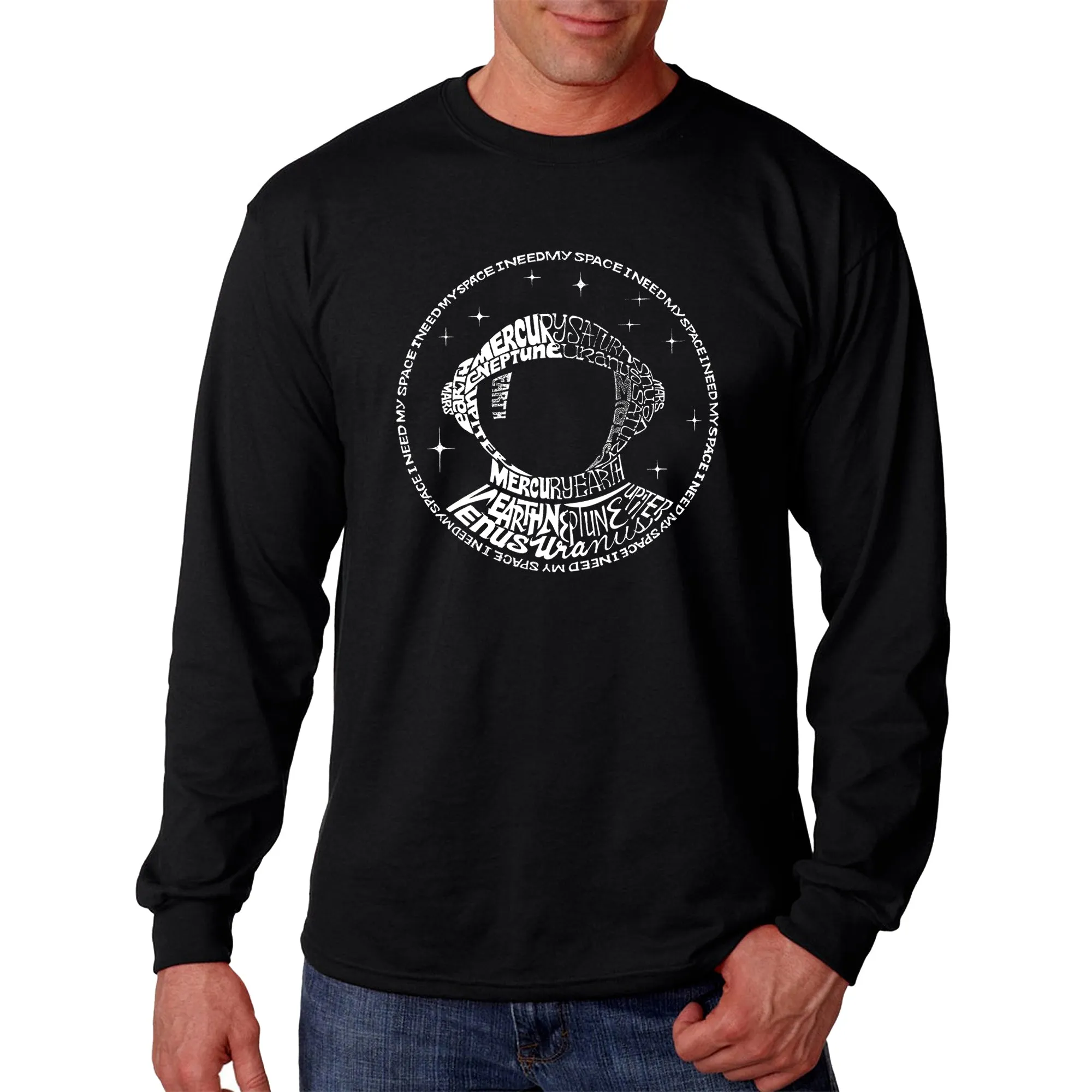 I Need My Space Astronaut - Men's Word Art Long Sleeve T-Shirt sold by LA Pop Art