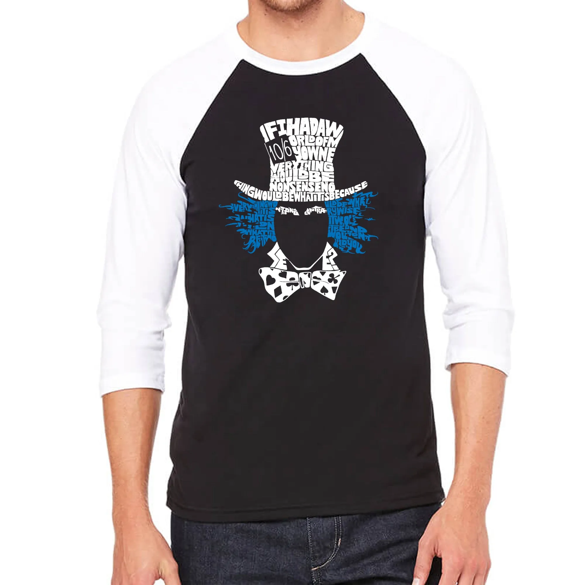 The Mad Hatter - Men's Raglan Baseball Word Art T-Shirt sold by LA Pop Art