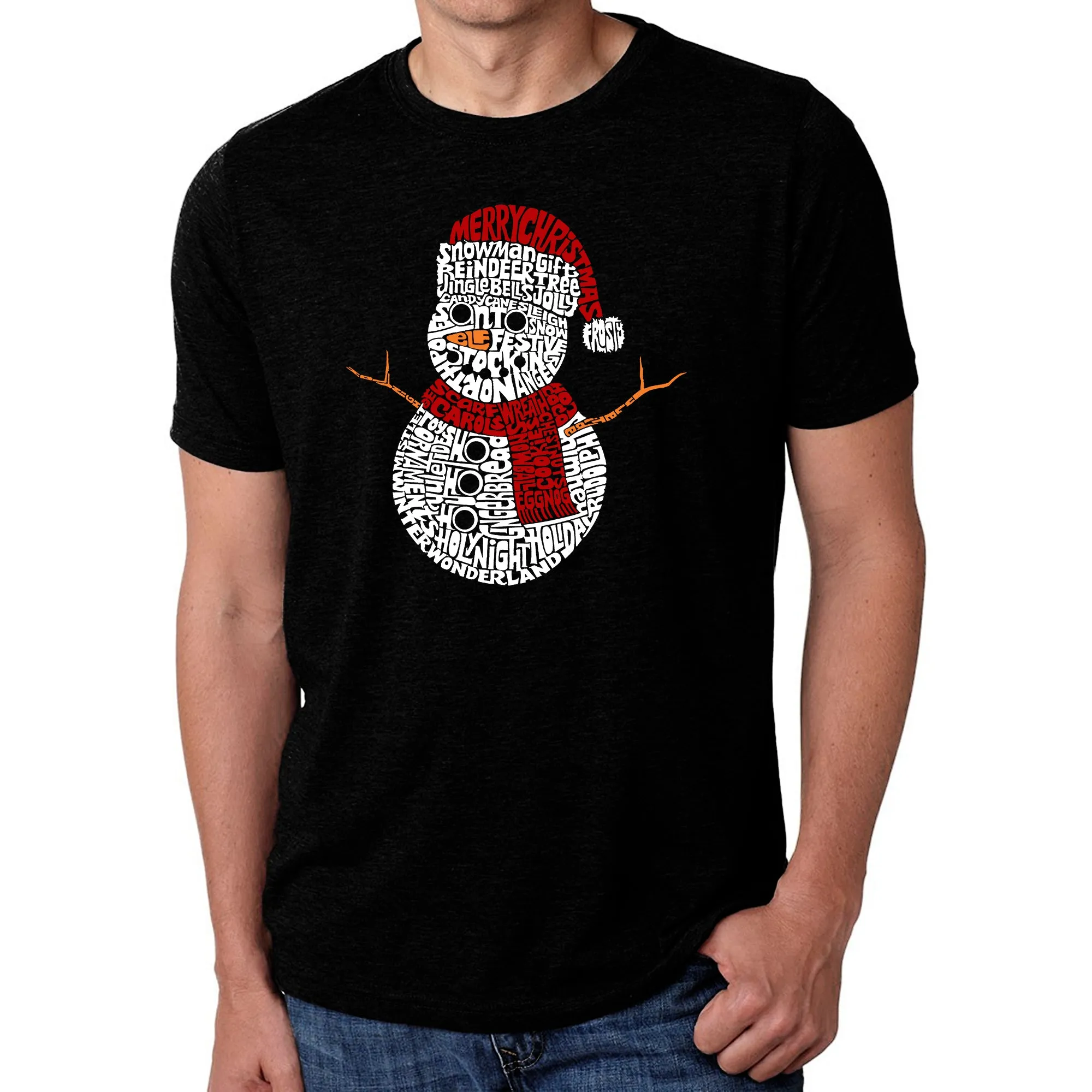 Christmas Snowman - Men's Premium Blend Word Art T-Shirt sold by LA Pop Art