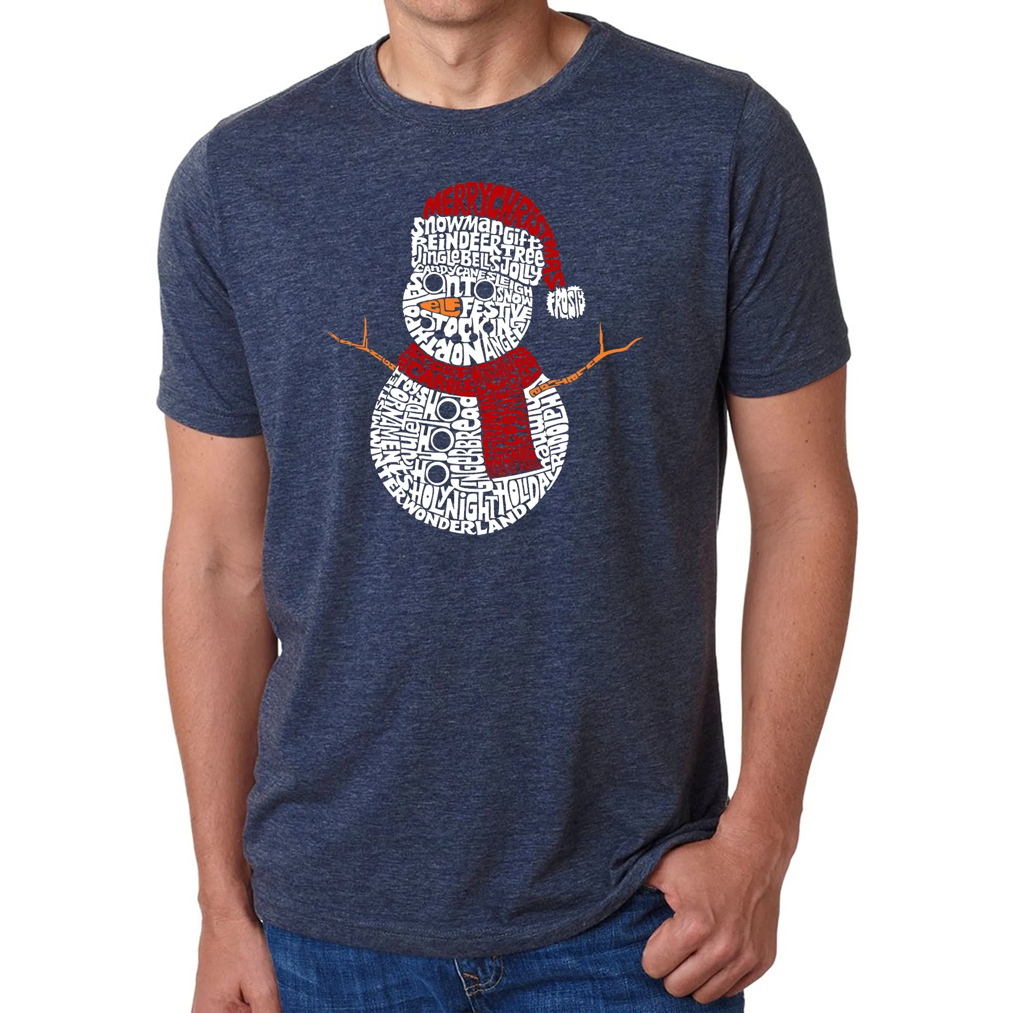 Christmas Snowman - Men's Premium Blend Word Art T-Shirt sold by LA Pop Art product image thumbnail 3