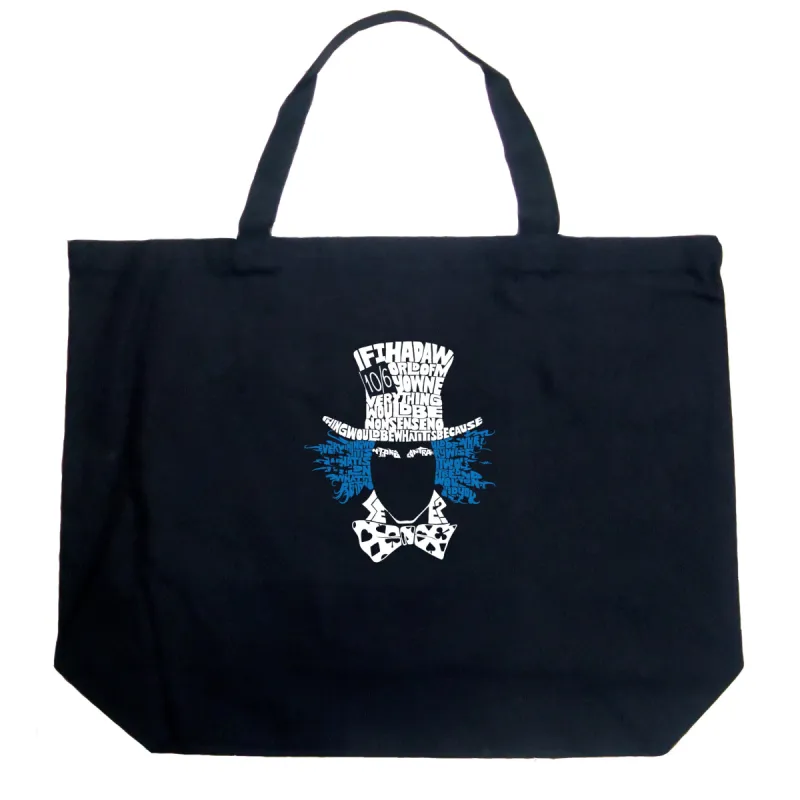 The Mad Hatter - Large Word Art Tote Bag sold by LA Pop Art