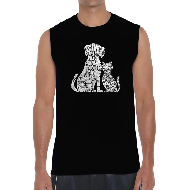 Dogs and Cats  - Men's Word Art Sleeveless T-Shirt sold by LA Pop Art