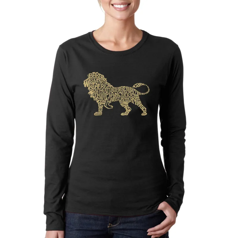 Lion - Women's Word Art Long Sleeve T-Shirt sold by LA Pop Art