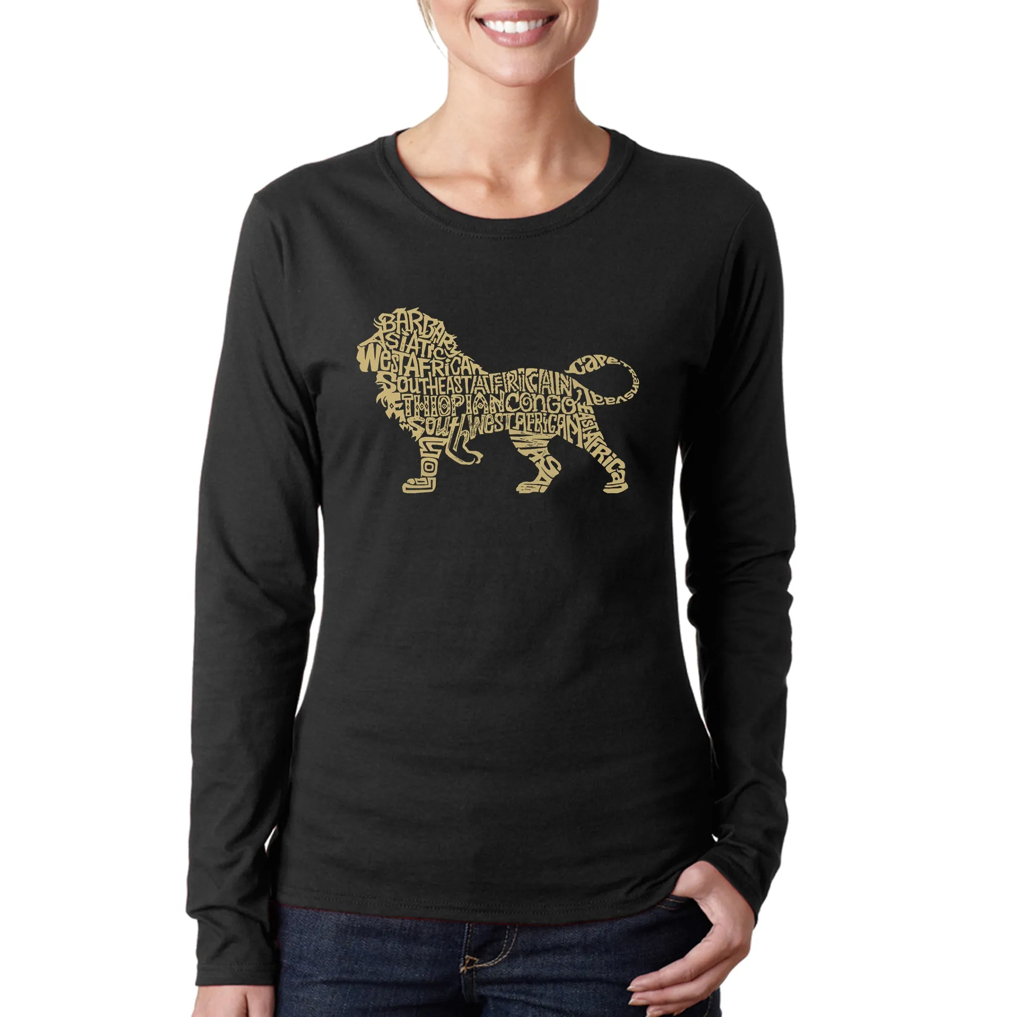 Lion - Women's Word Art Long Sleeve T-Shirt sold by LA Pop Art