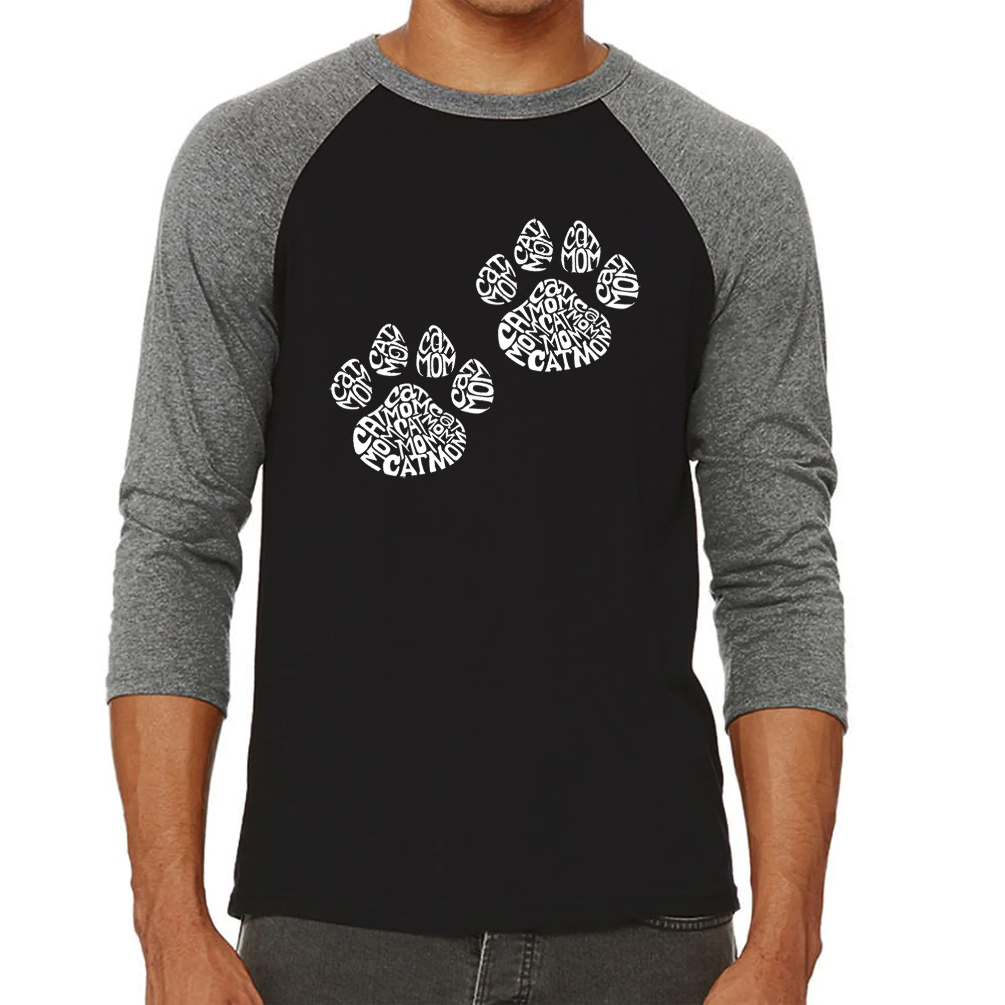 Cat Mom - Men's Raglan Baseball Word Art T-Shirt sold by LA Pop Art product image thumbnail 4