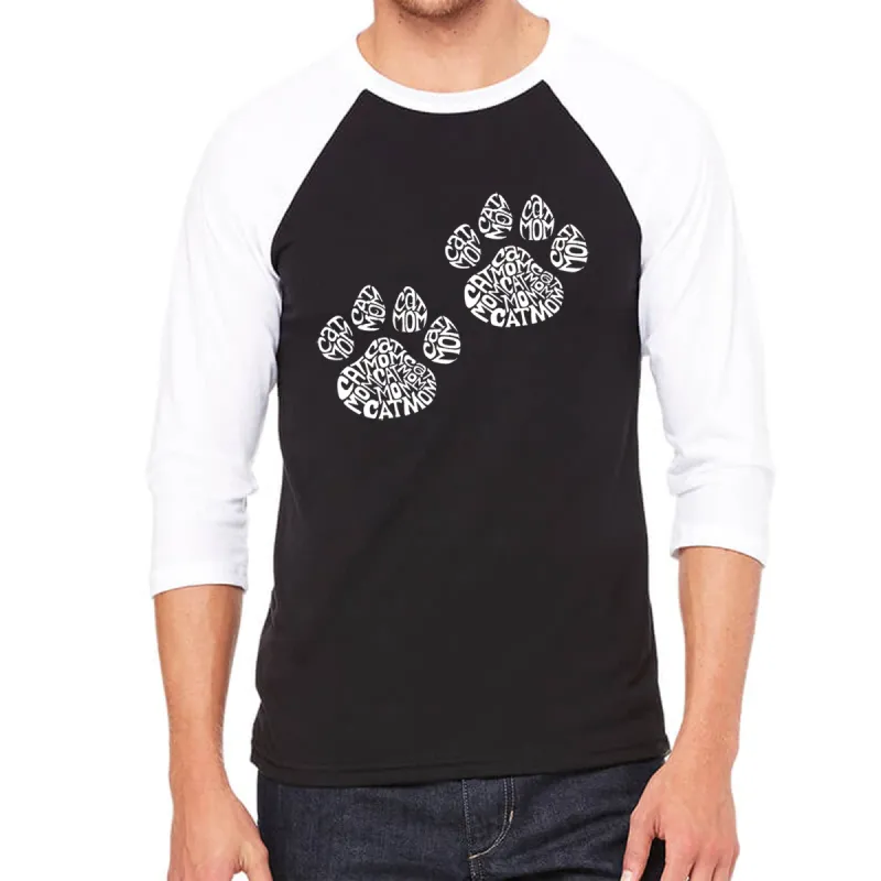 Cat Mom - Men's Raglan Baseball Word Art T-Shirt sold by LA Pop Art