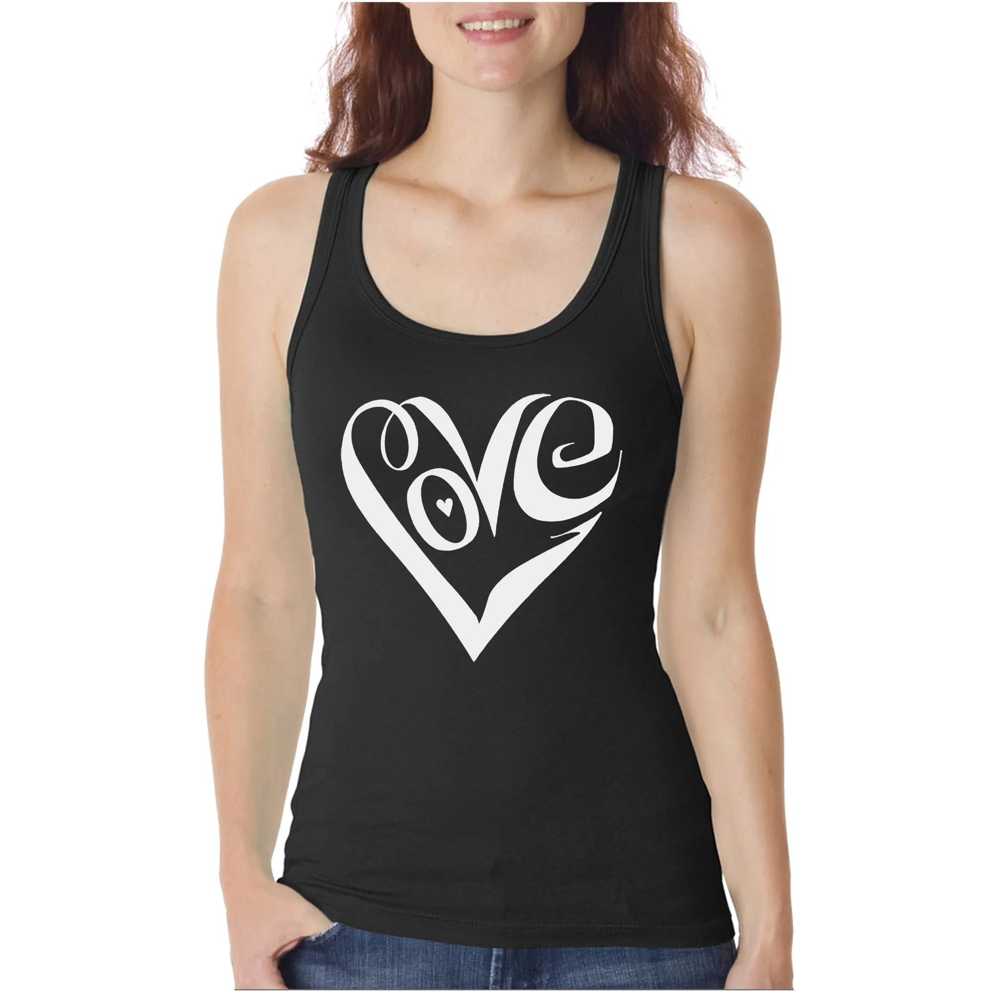 Script Love Heart - Women's Word Art Tank Top sold by LA Pop Art