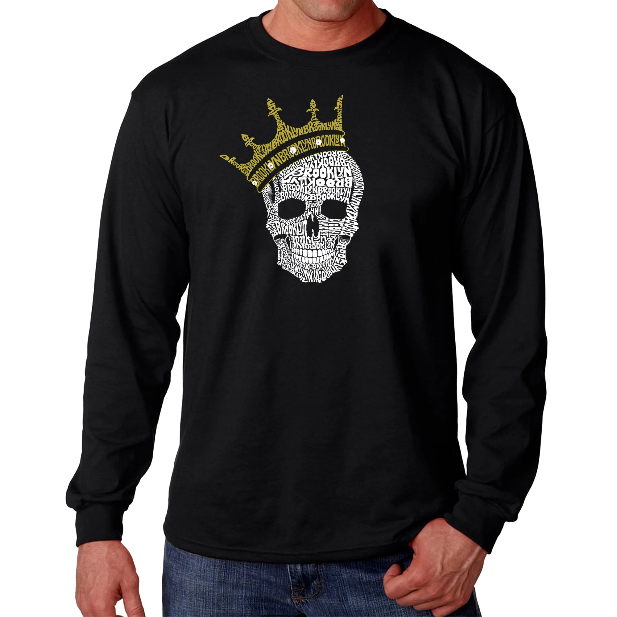 Brooklyn Crown  - Men's Word Art Long Sleeve T-Shirt sold by LA Pop Art