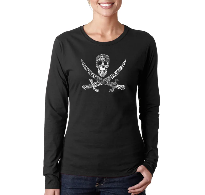 PIRATE CAPTAINS, SHIPS AND IMAGERY - Women's Word Art Long Sleeve T-Shirt made by LA Pop Art